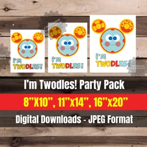 I'm Twodles Party Pack Digital Download 8x10 11x14 16x20 Mickey Clubhouse JPEG - Party - Decoration, Oh Toodles, birthday sign decor sign
