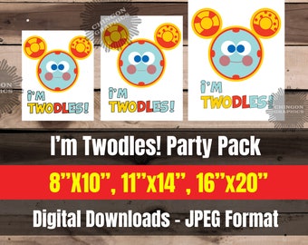 I'm Twodles Party Pack Digital Download 8x10 11x14 16x20 Mickey Clubhouse JPEG - Party - Decoration, Oh Toodles, birthday sign decor sign