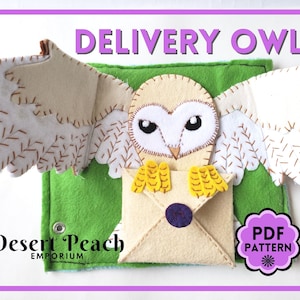 Felt Owl PATTERN Quiet Book Page, delivery owl, quiet book ideas, busy book ideas, soft book idea, quiet book pattern, magical quiet book