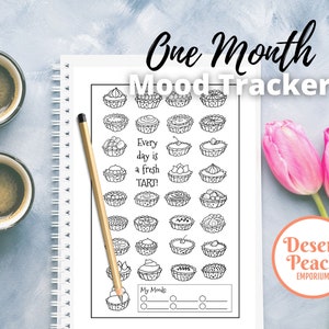 Tart Mood Tracker Coloring Page: Printable Bujo Habit Tracker (PDF)