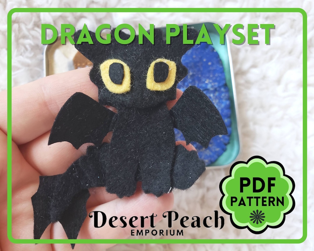 Dragon Plush Playset Sewing Pattern: Felt Doll, Altoid Tin Toy (PDF ...