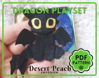 Dragon Plush Playset Sewing Pattern: Felt Doll, Altoid Tin Toy (PDF Pattern)
