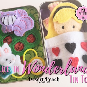 Alice in Wonderland Doll PATTERN, Embroidery Pattern, Sewing Pattern, Altoid Tin Toy, Tin Playset, Felt Doll Pattern, Travel Toy, easy craft