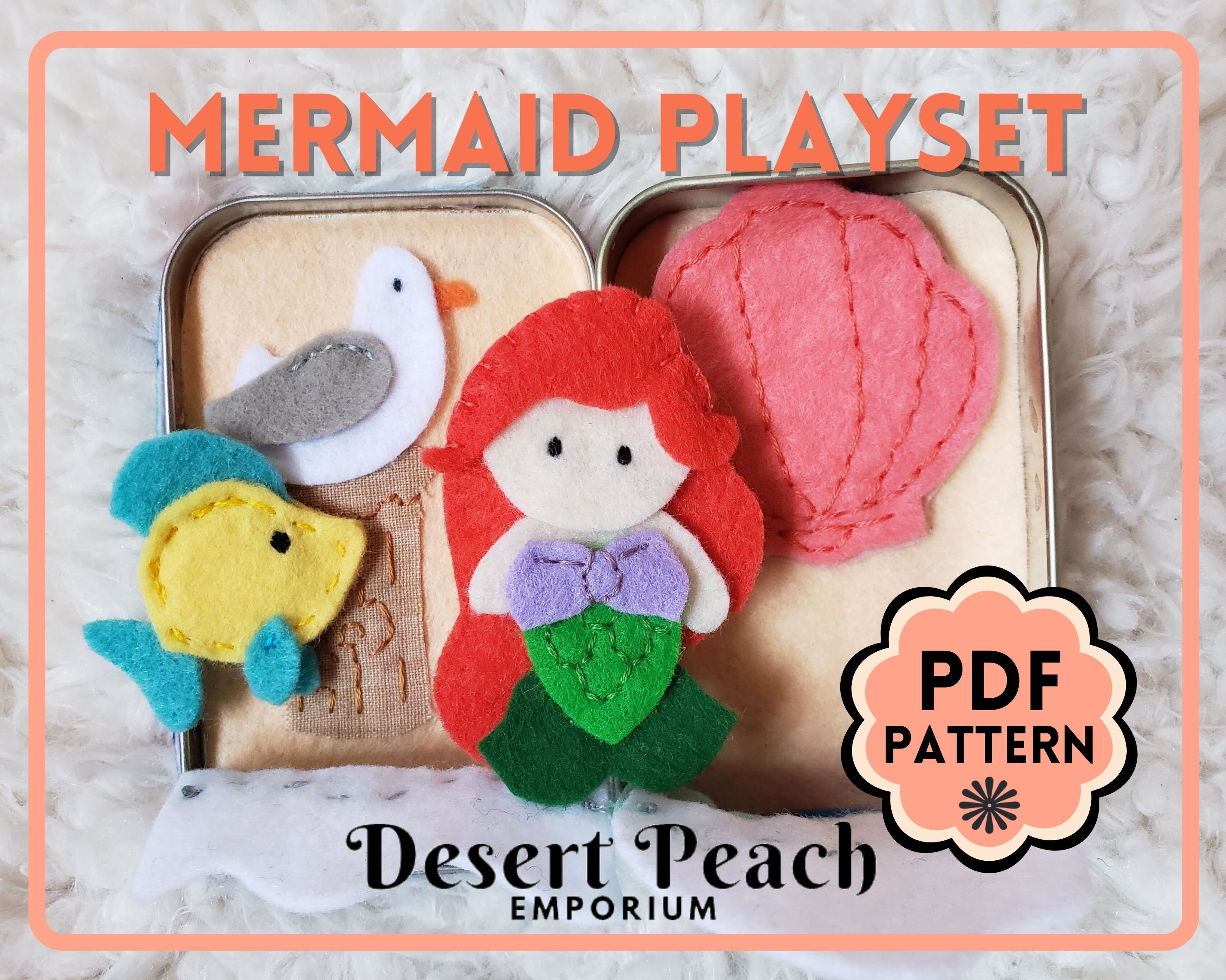 Mermaid Doll Felt Playset Sewing Pattern: Altoid Tin Toy (PDF Pattern)