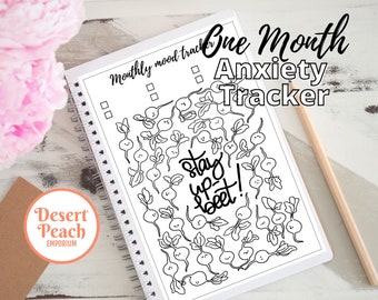 Mood Tracker Coloring Page, Bullet Journal Printable, Bujo Insert, Monthly Habit Tracker, Hand Drawn Tracker, Beets, Anxiety Tracker