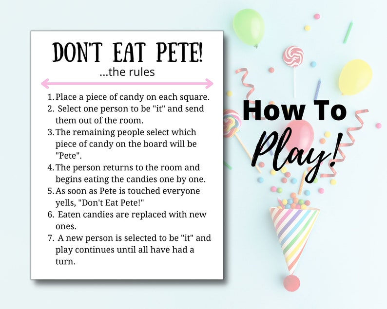 Don't Eat Pete BUNDLE Printable Kids Games Classroom Etsy
