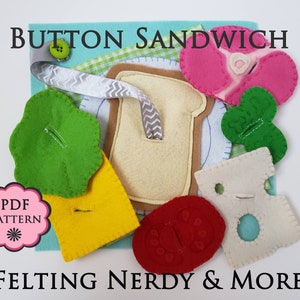 Sandwich Quiet Book Page PATTERN, Buttoning, busy book, activity book, dexterity toy