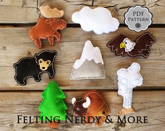 Mountain Baby Mobile PATTERN, adventure nursery, diy nursery decor, pdf sewing patterns, felt ornaments, felt animal patterns, easy pattern