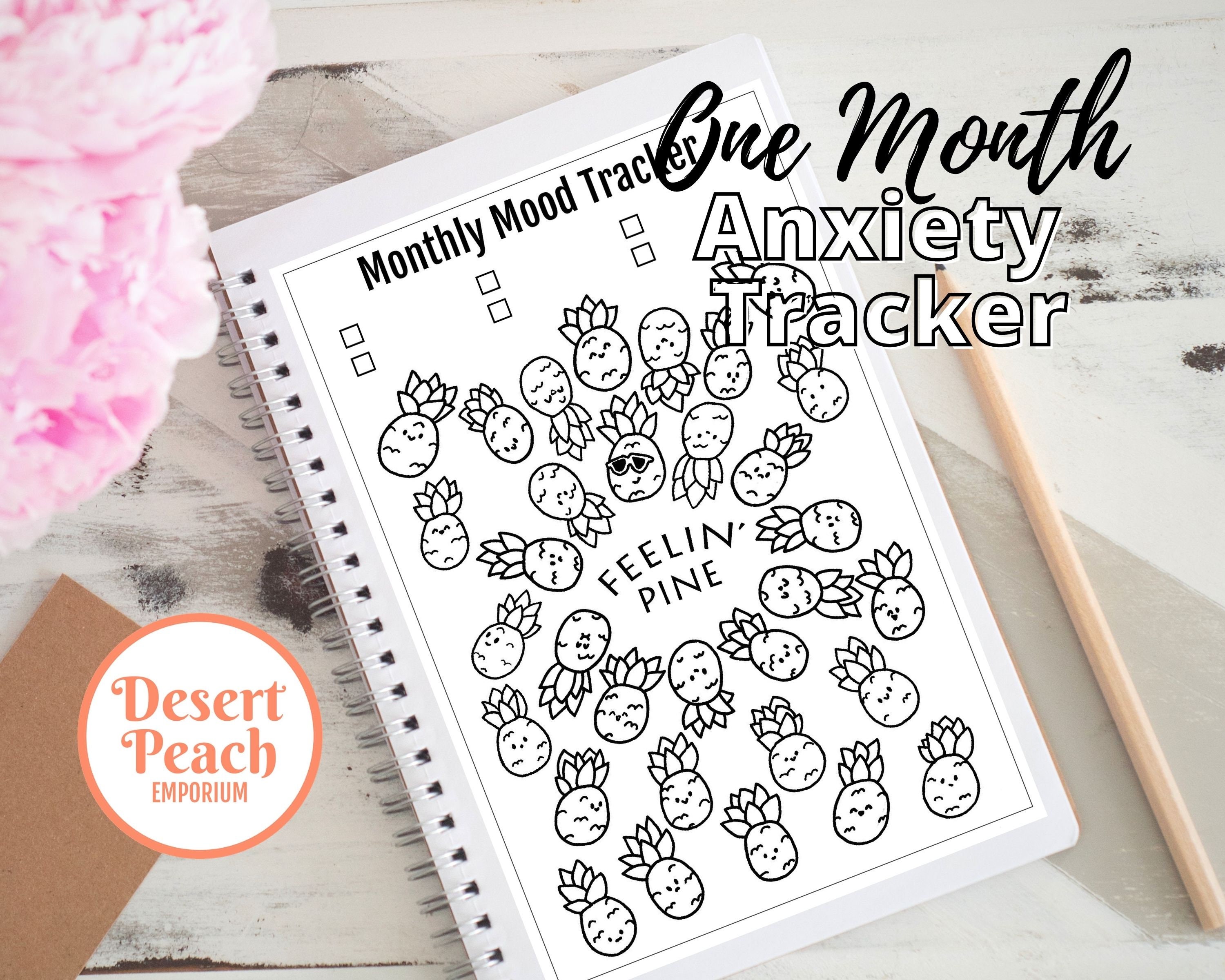 Mood Journal Chart Anxiety Trackers Mushroom Bujo Planner Inserts 