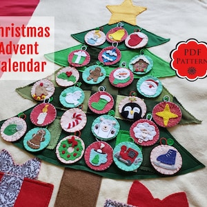 Advent Calendar for Kids, PATTERN, felt advent tree, Christmas countdown, Easy patterns
