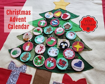 Advent Calendar for Kids, PATTERN, felt advent tree, Christmas countdown, Easy patterns