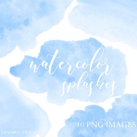 Watercolor Splash Clipart Light Blue Watercolor Blue Etsy