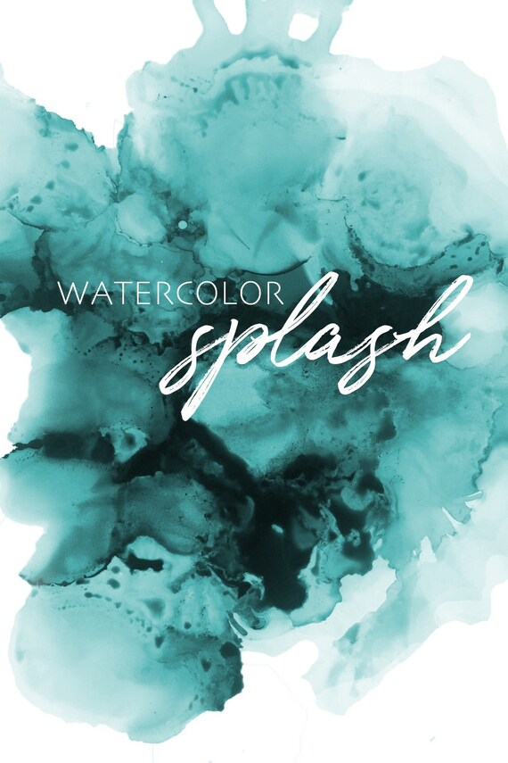Watercolor Splash Clipart Teal Watercolor Green Watercolor Etsy