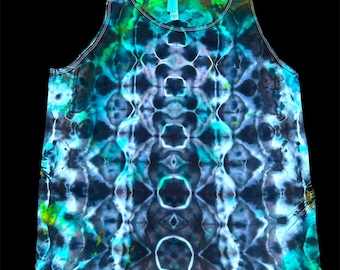 Rozmiar M, top unisex barwiony metodą tie-dye w kolorze lodowym