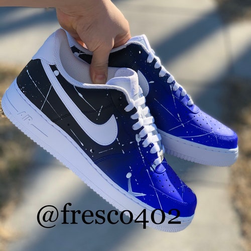 Custom Nike Air Force 1s Blue/black Half Fade | Etsy Ireland