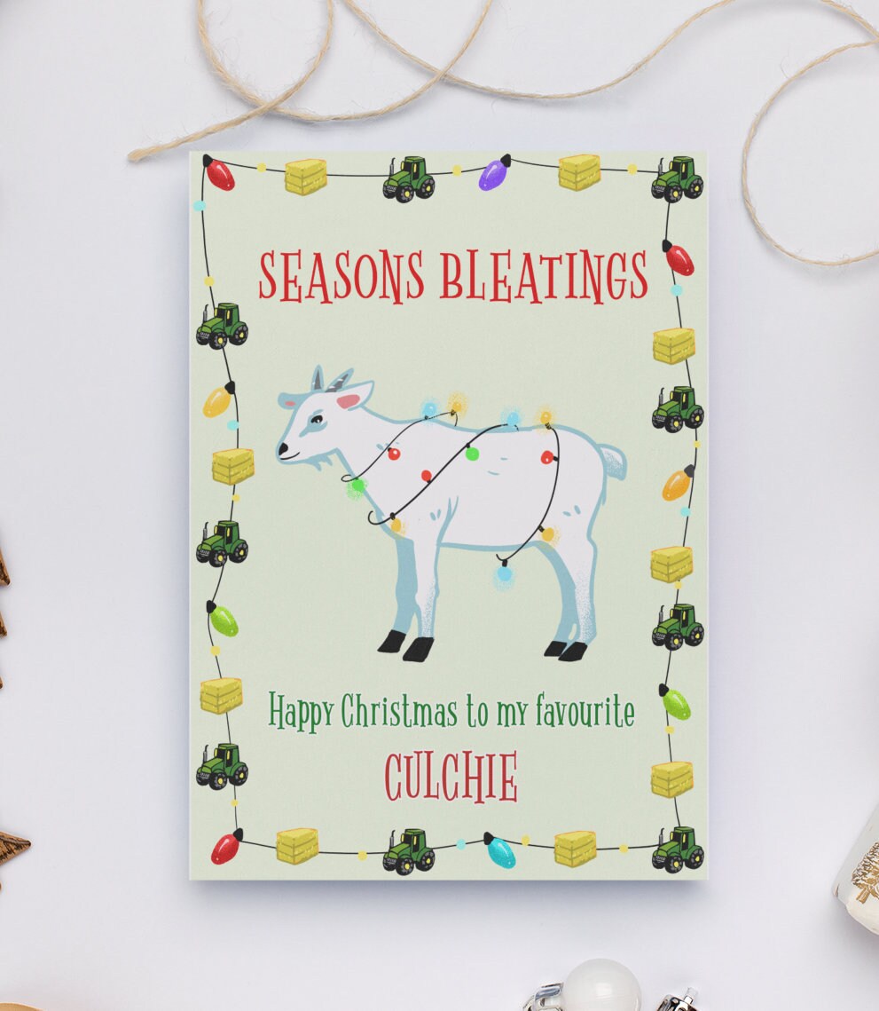 Culchie Seasons Bleatings Goat Christmas Card