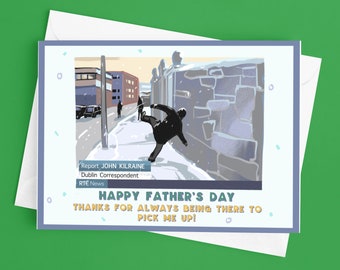 Tarjeta irlandesa divertida del día del padre RTE Ice Slip