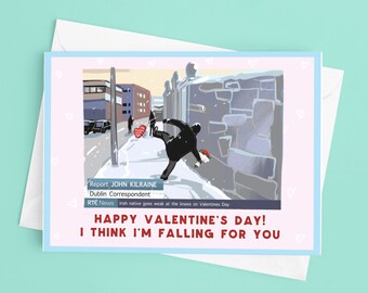 Divertida tarjeta irlandesa RTE Ice Slip Valentines