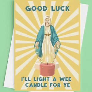 Tarjeta de buena suerte de Irlanda del Norte con la luz de una vela