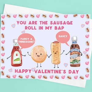 Saucy Sausage Roll Bap Humorvolle irische Valentinstagskarte