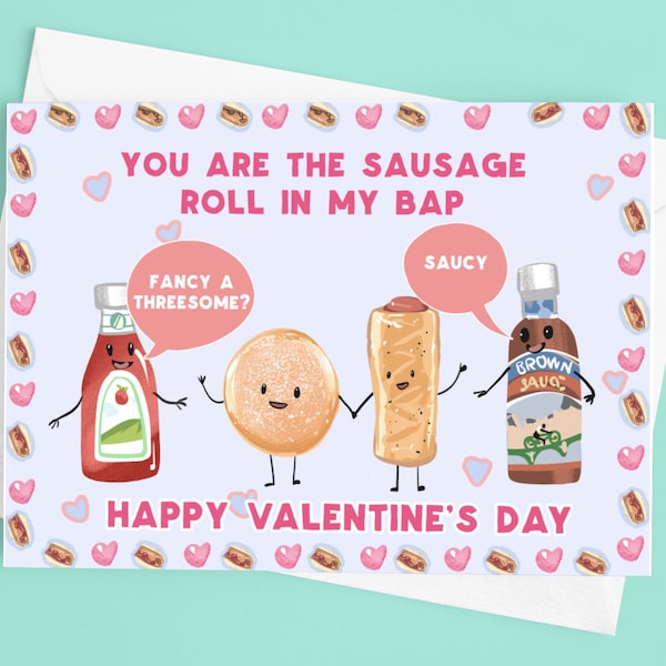 Saucy Sausage Roll Bap Humorous Irish Valentines Day Card