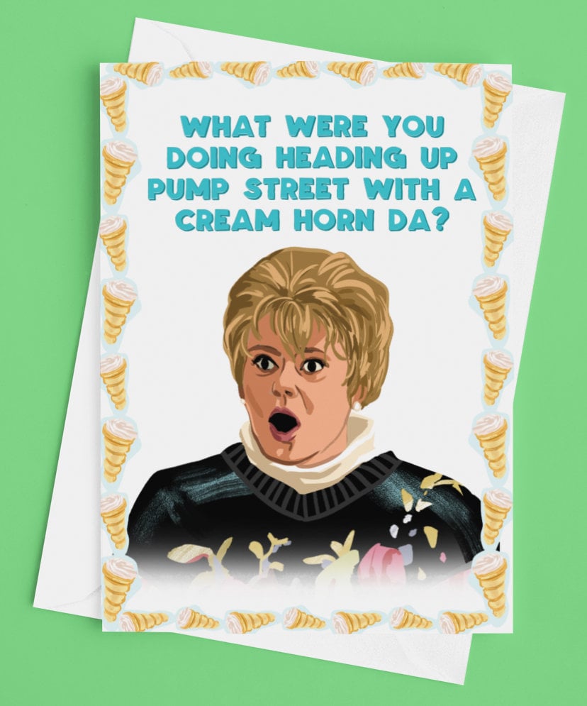 Derry Girls Ma Mary Cream Horn Pump Street Greetings Card Etsy Canada