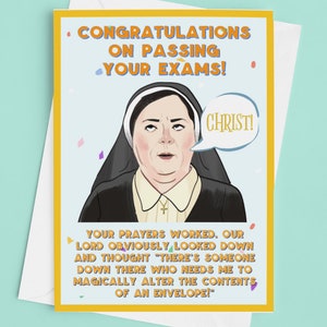 Derry Girls Sister Michael Examen Gefeliciteerd Groeten Kaart