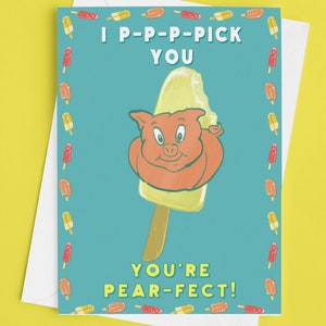Pear Picking Porky Ice Lolly Biglietto di San Valentino
