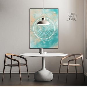 Attraction - Turquoise and Peach - Art Print - Poster - Australian art