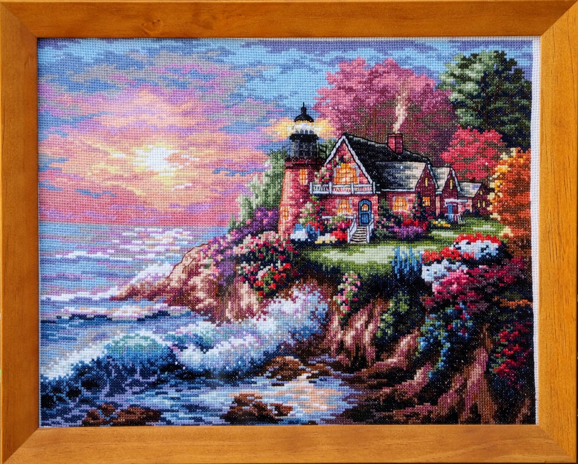 Lighthouse Finished Cross Stitch Picture Etsy
