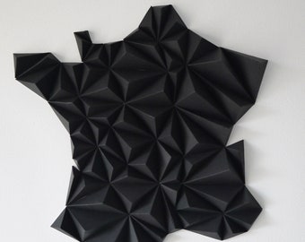 Kit papercraft, France 3D Black S/M size, Wall decoration, Made in France, creating something unique with your hands, Hexagon, black power