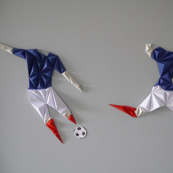 Kit papercraft, Duo de footballeurs (équipe au choix) Taille S/M, Décoration murale, Made in France, créer de ses mains, Coupe du monde