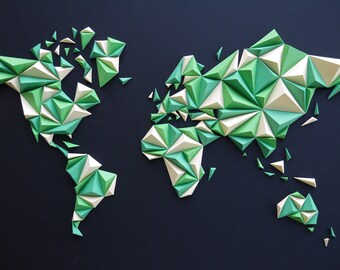 Papercraft kit, 3D Nature world map size S/M/L, Wall decoration, Made in France, create with your hands, world tour, globetrotter