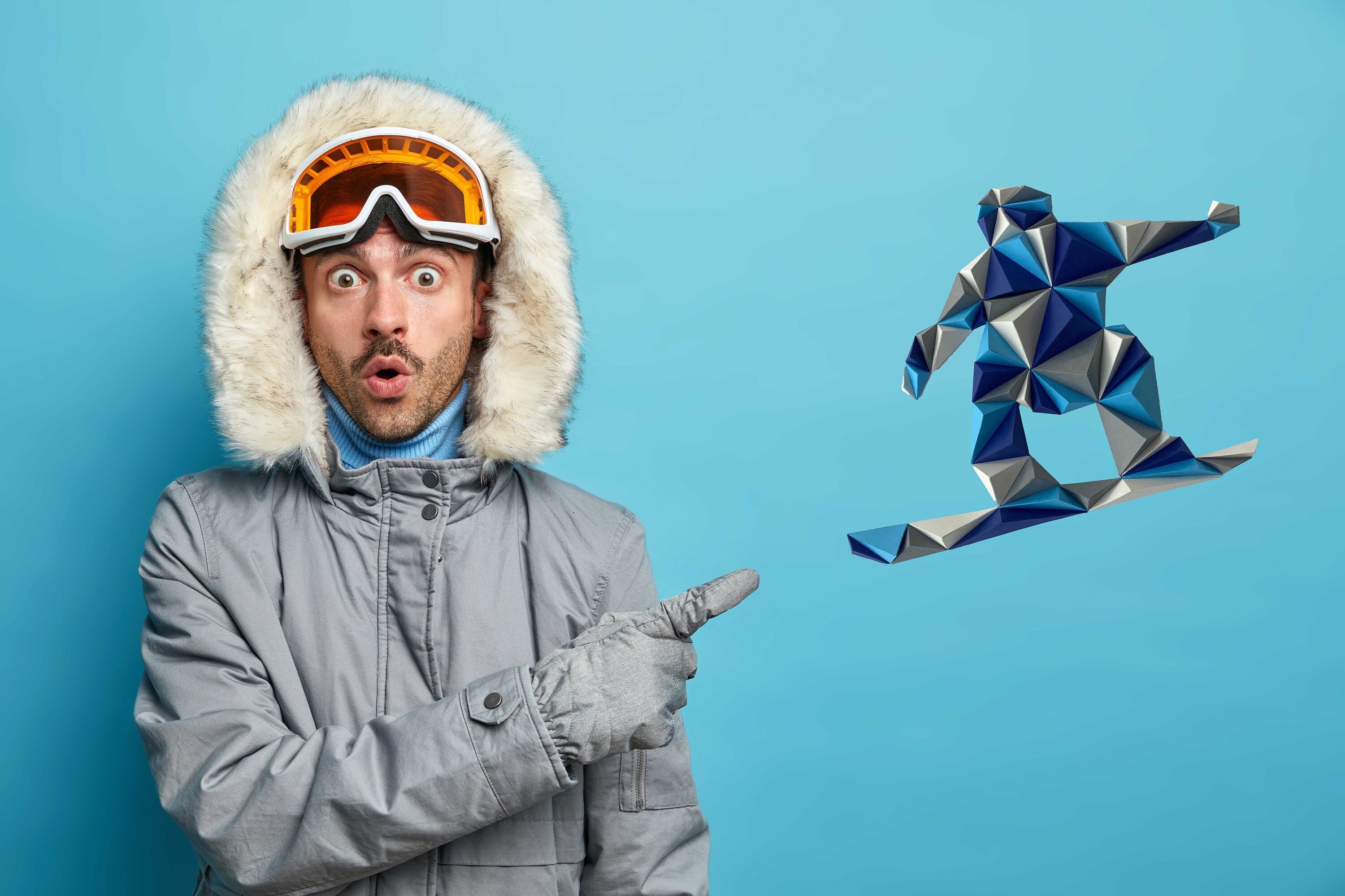 Kit Papercraft, Snowboarder 3D 29x21cm, Décoration Murale, Made in France, Créer de Ses Mains, Fan G