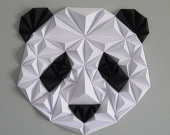 Kit papercraft, 3D Panda 27x25cm, Wall decoration, Made in France, creating something unique with your hands, I like bambou, Yuan Meng