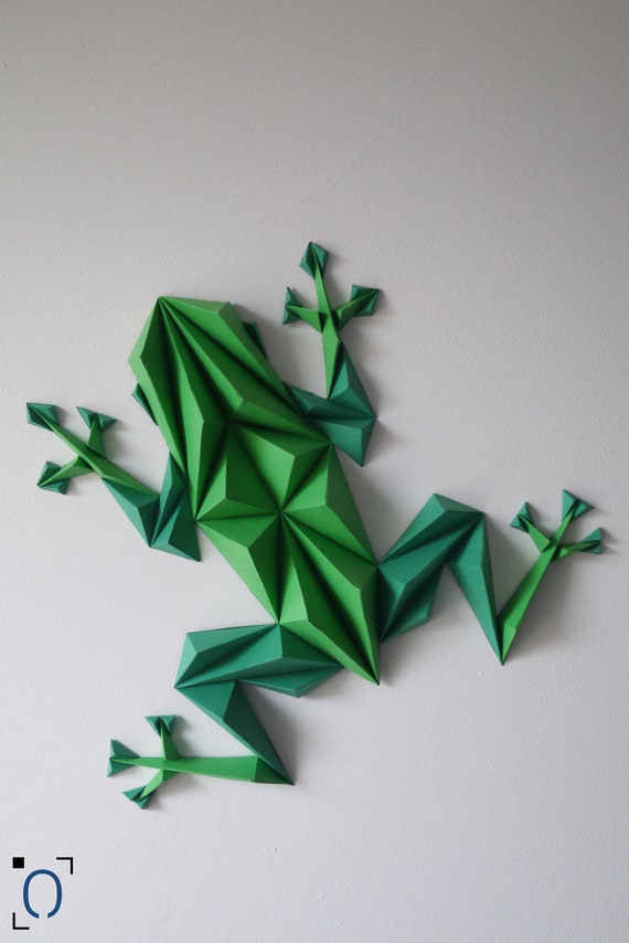Kit papercraft, Grenouille 3D verte 33x30cm, Décoration murale, Made in  France, créer de ses mains, cuisses de grenouilles -  France