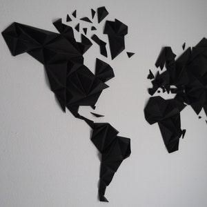 Kit papercraft, World map 3D black S/M/L size, Wall decoration, Made in France, creating something unique with your hands, globe-trotter image 2