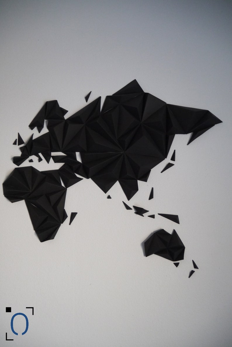 Kit papercraft, World map 3D black S/M/L size, Wall decoration, Made in France, creating something unique with your hands, globe-trotter image 7