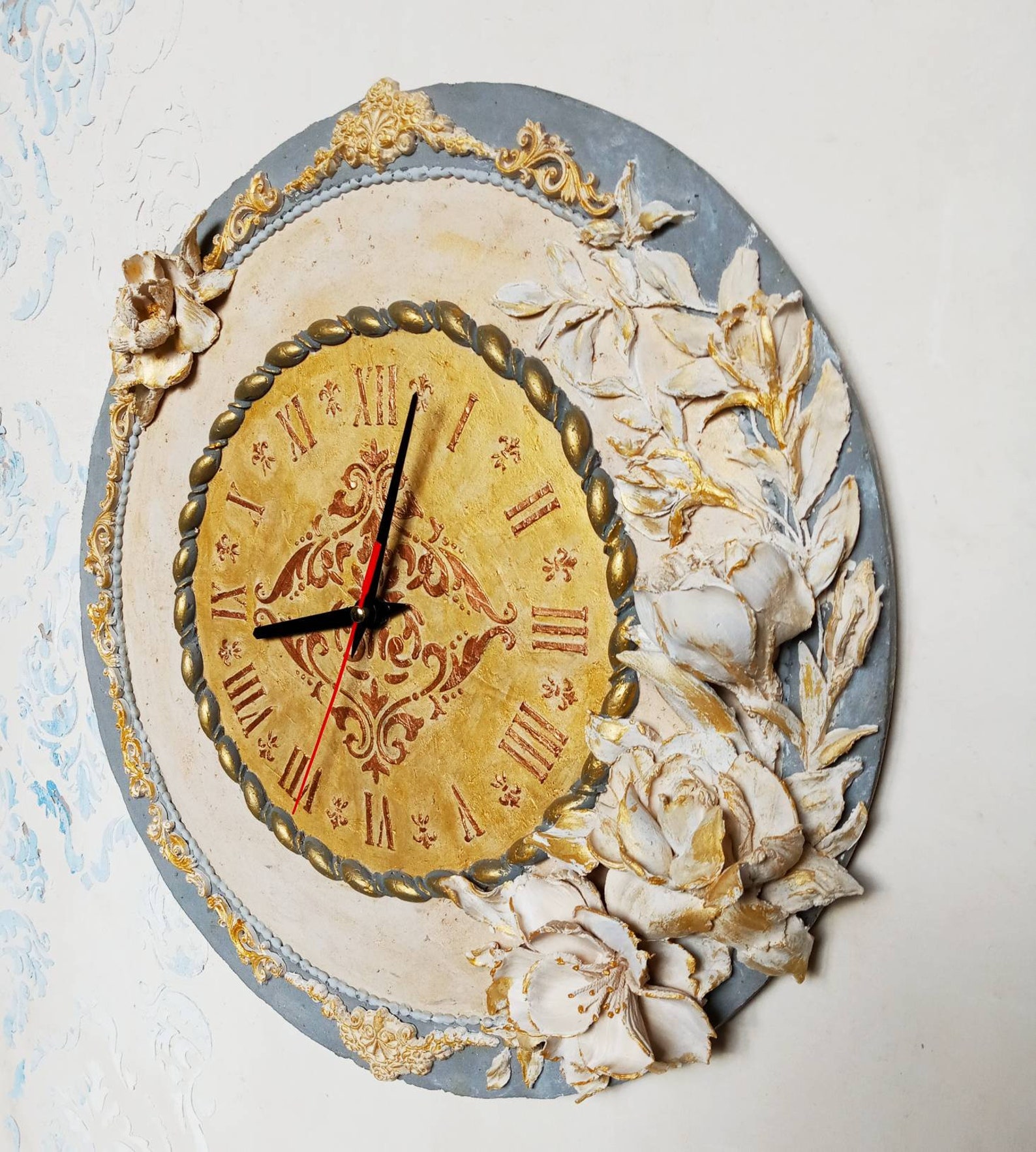 Antique french clock Gold gift for men Large wall clock Bronze Etsy