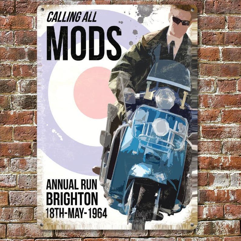 Scooter Boys Metal Sign For Man Cave Unique Gifts Calling All Mods Lambretta Mod Culture Vespa