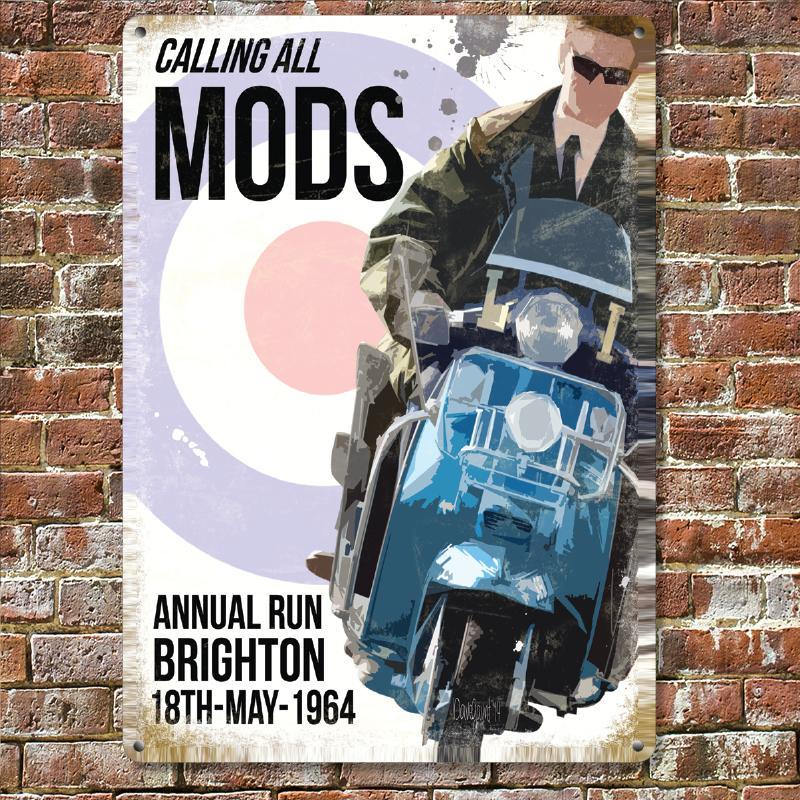 Scooter Boys Metal Sign For Man Cave Unique Gifts Calling All Mods Lambretta Mod Culture Vespa