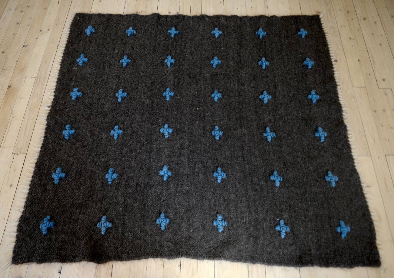 Dark Gray Wool Area Rug 6х7 Large Gray Scandinavian Carpet Etsy