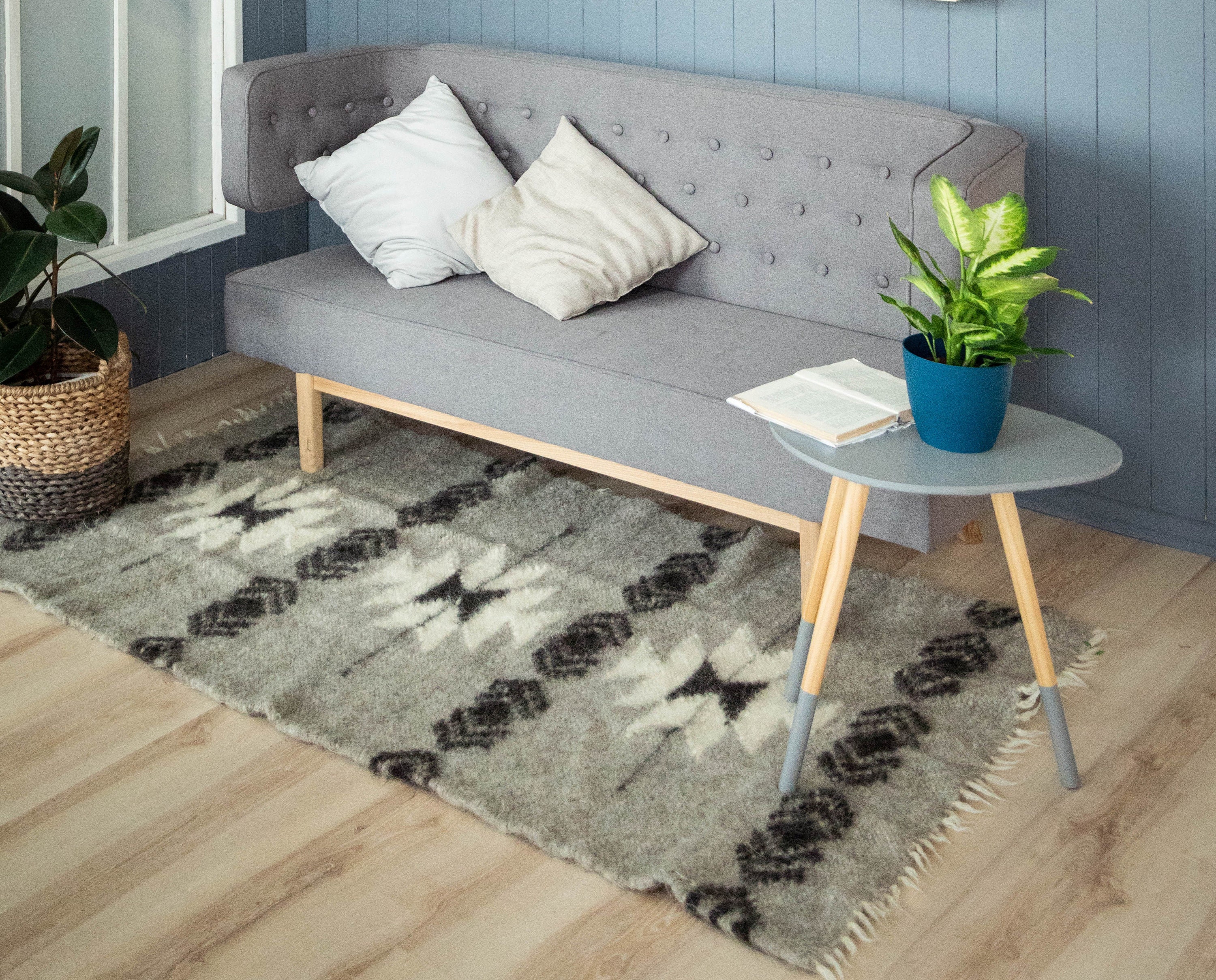 3х5 Gray Black White Aztec Wool Runner, Grey Navajo Runner Rug, Gray ...