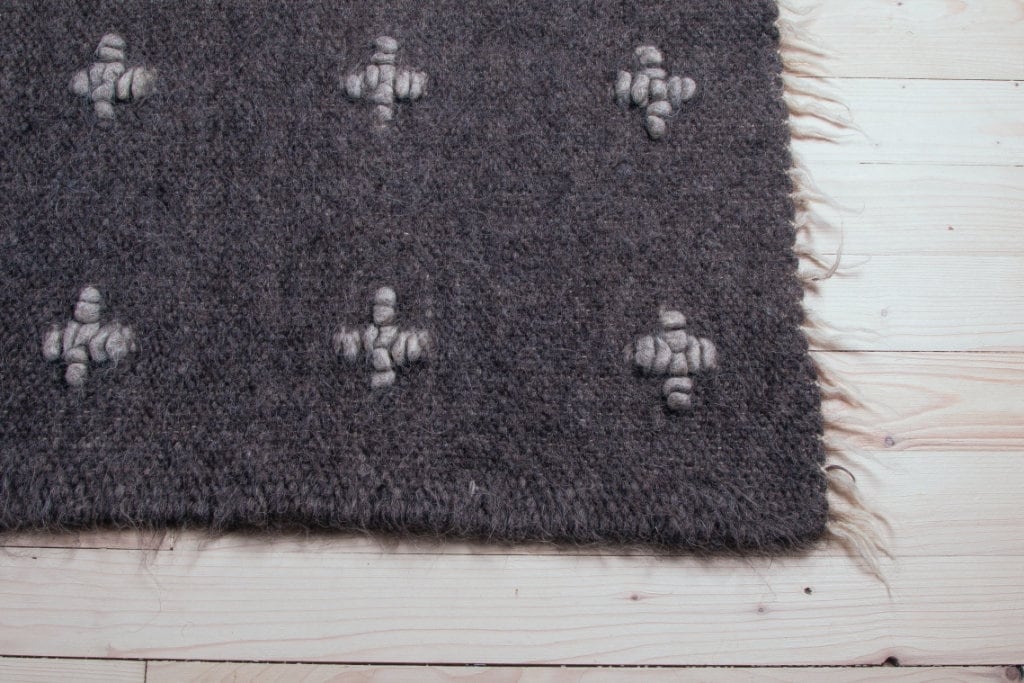 Dark Gray Wool Area Rug 6х7 Large Gray Scandinavian Carpet Etsy