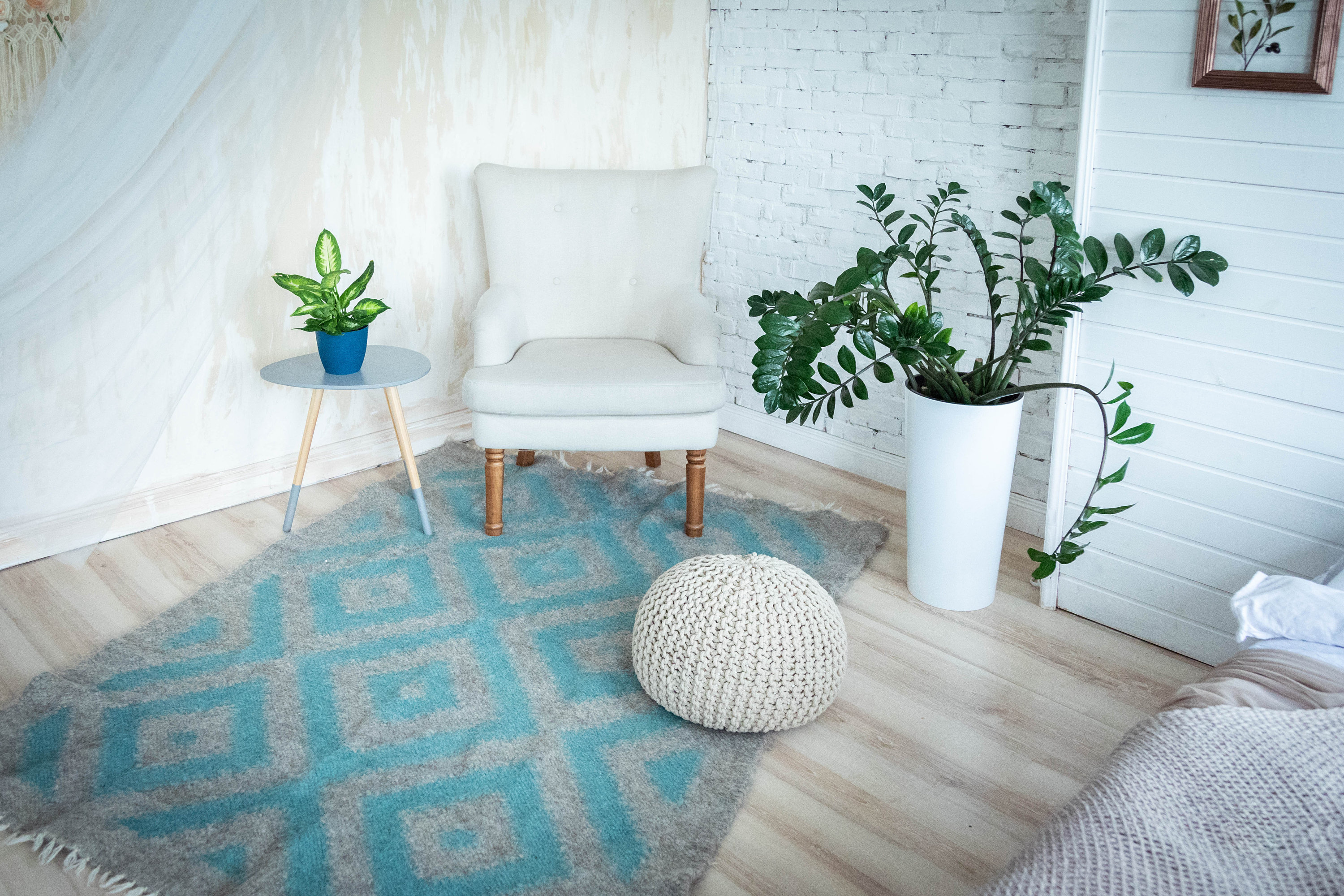 Gray and Blue Area Pastel Rug 5ft X 7ft Wool Diamond Pattern Etsy UK
