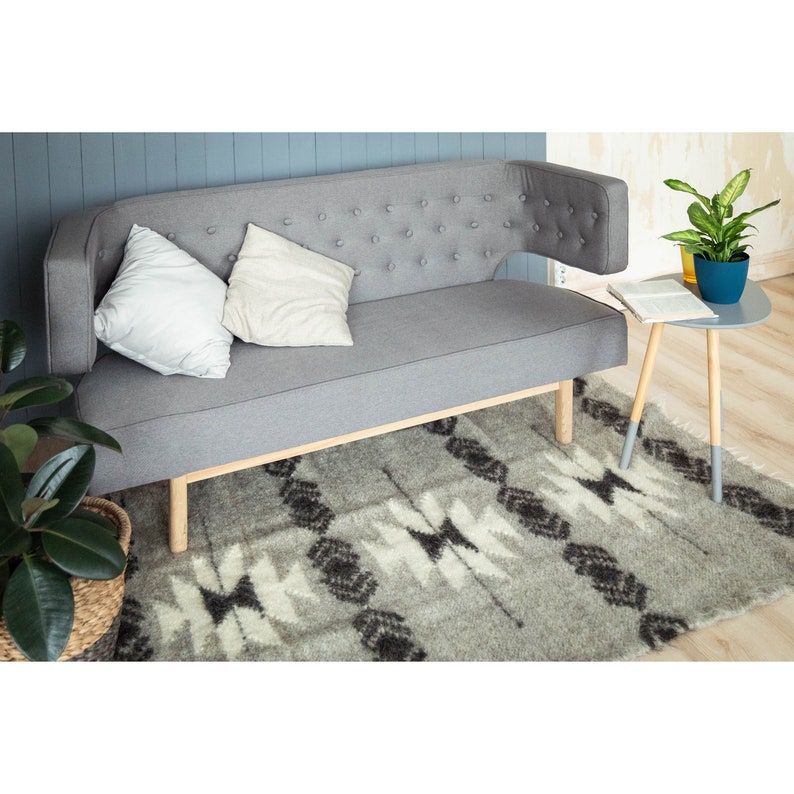 3х5 Gray Black White Aztec Wool Runner, Grey Navajo Runner Rug, Gray ...