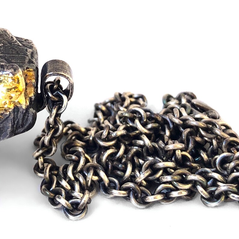 Chalcedony Pendant Modern Statement Necklace Mixed Metal Etsy