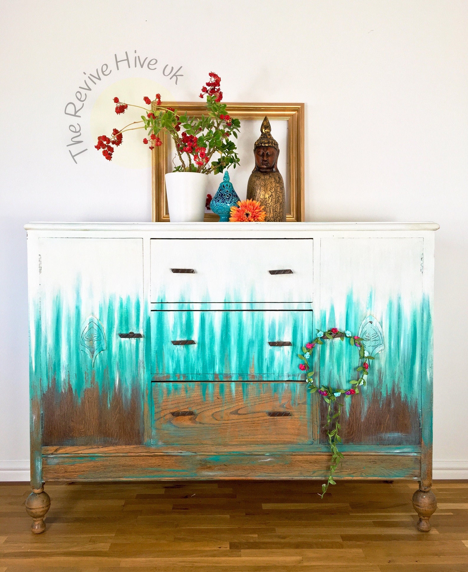 Bespoke hand painted boho quirky unique sideboard / cuboard Etsy