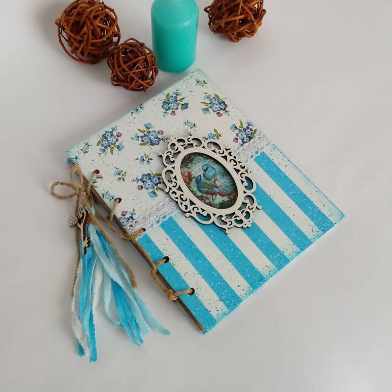 Blue - Floral Printed Handcrafted Magnetic Closure Notebook (8 x 6 in) 14