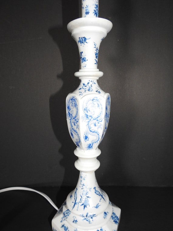 blue and white lamp base